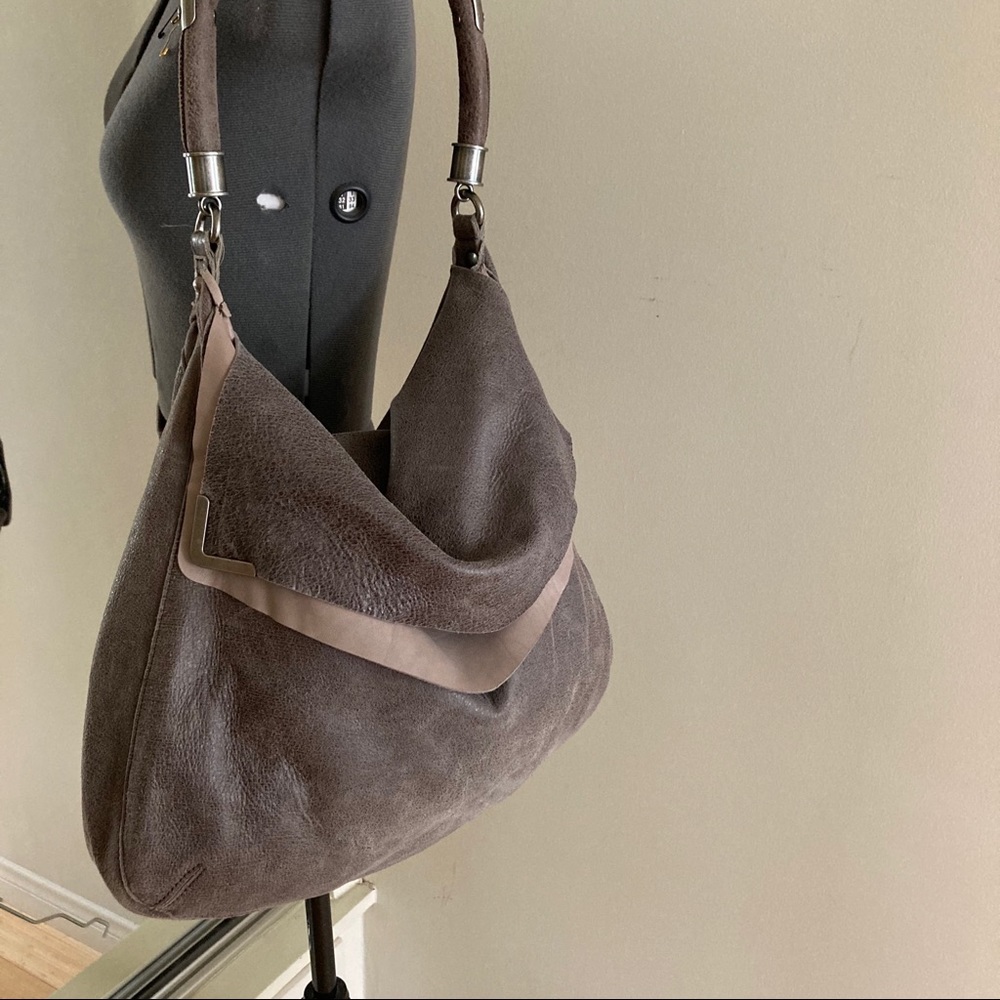 Revel NY grey buttery leather shoulder bag